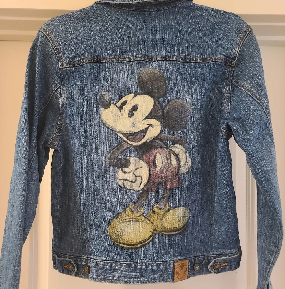 Disney Mickey Mouse Blue Bedazzled Denim Jacket With Mickey Mouse cartoon size S